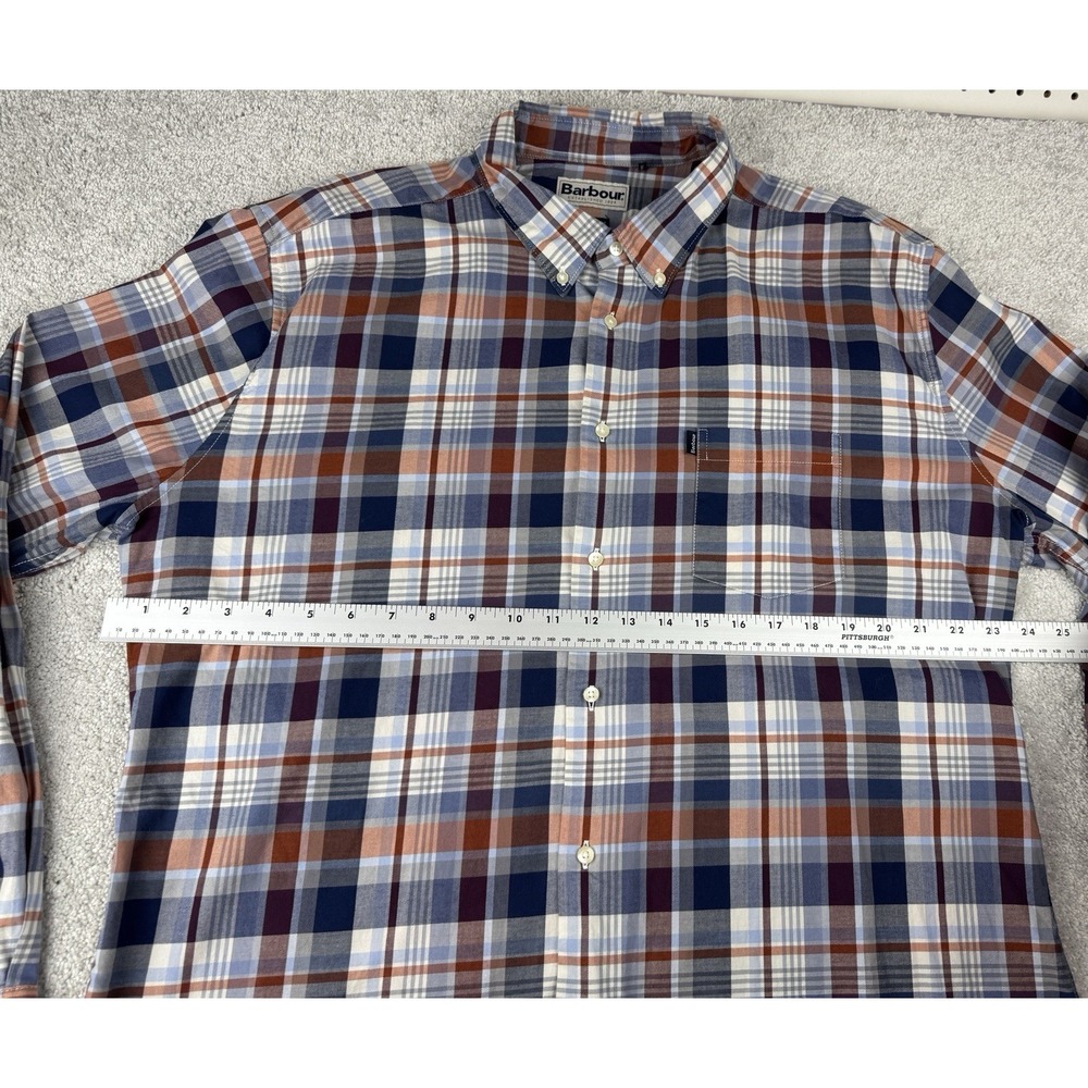 Barbour Plaid Button Down Shirt Blue Red White ~ Long Sleeve Mens XL ~ Pocket - Picture 12 of 16